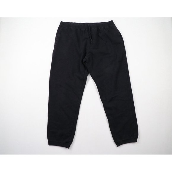 Vintage Eddie Bauer Mens Size Large Faded Cuffed Sweatpants Joggers Pants Black